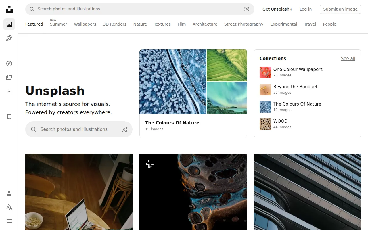 Screenshot of Unsplash: Beautiful Free Images