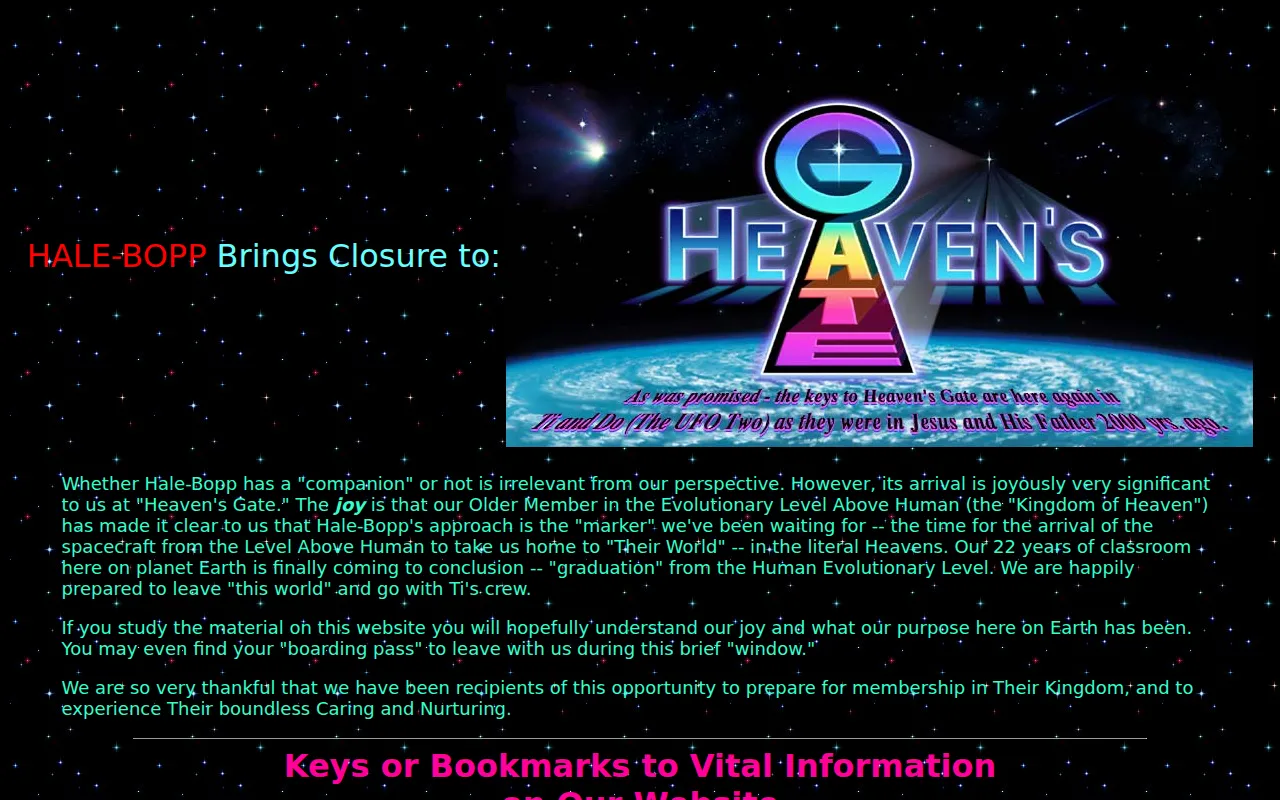 Screenshot of The Heaven's Gate Digital Archive