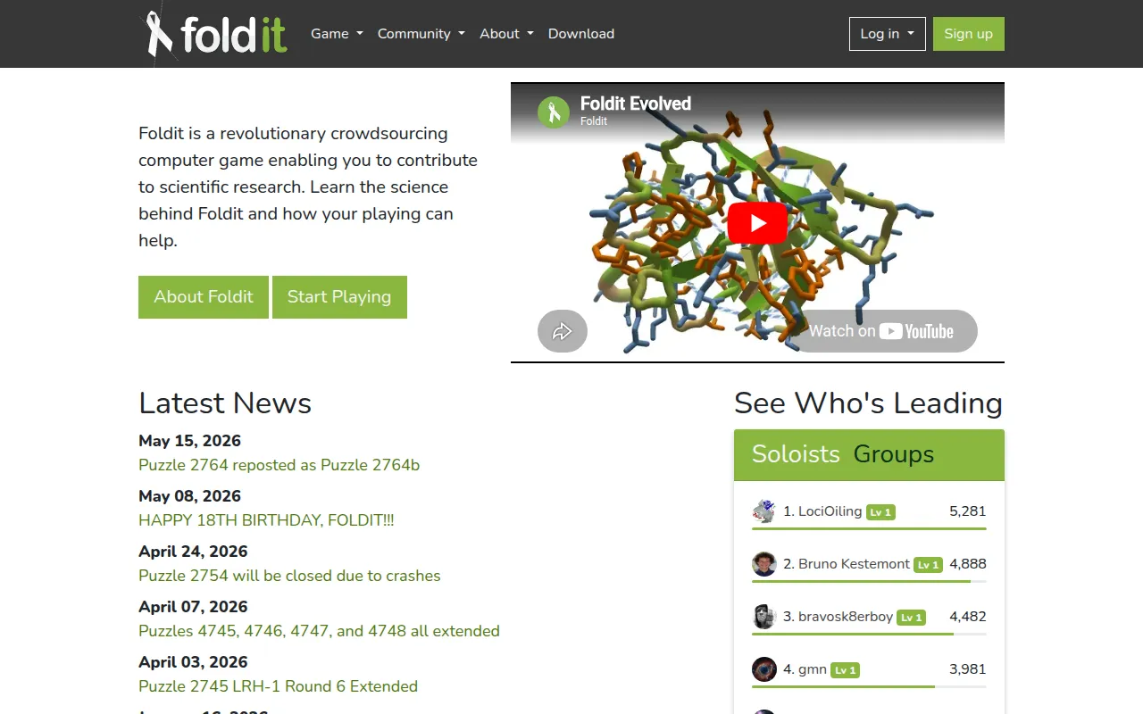Screenshot of Foldit: Solve Protein Puzzles