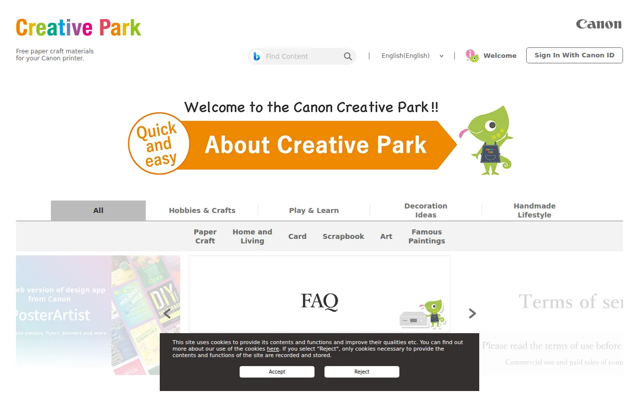 Screenshot of Canon Creative Park