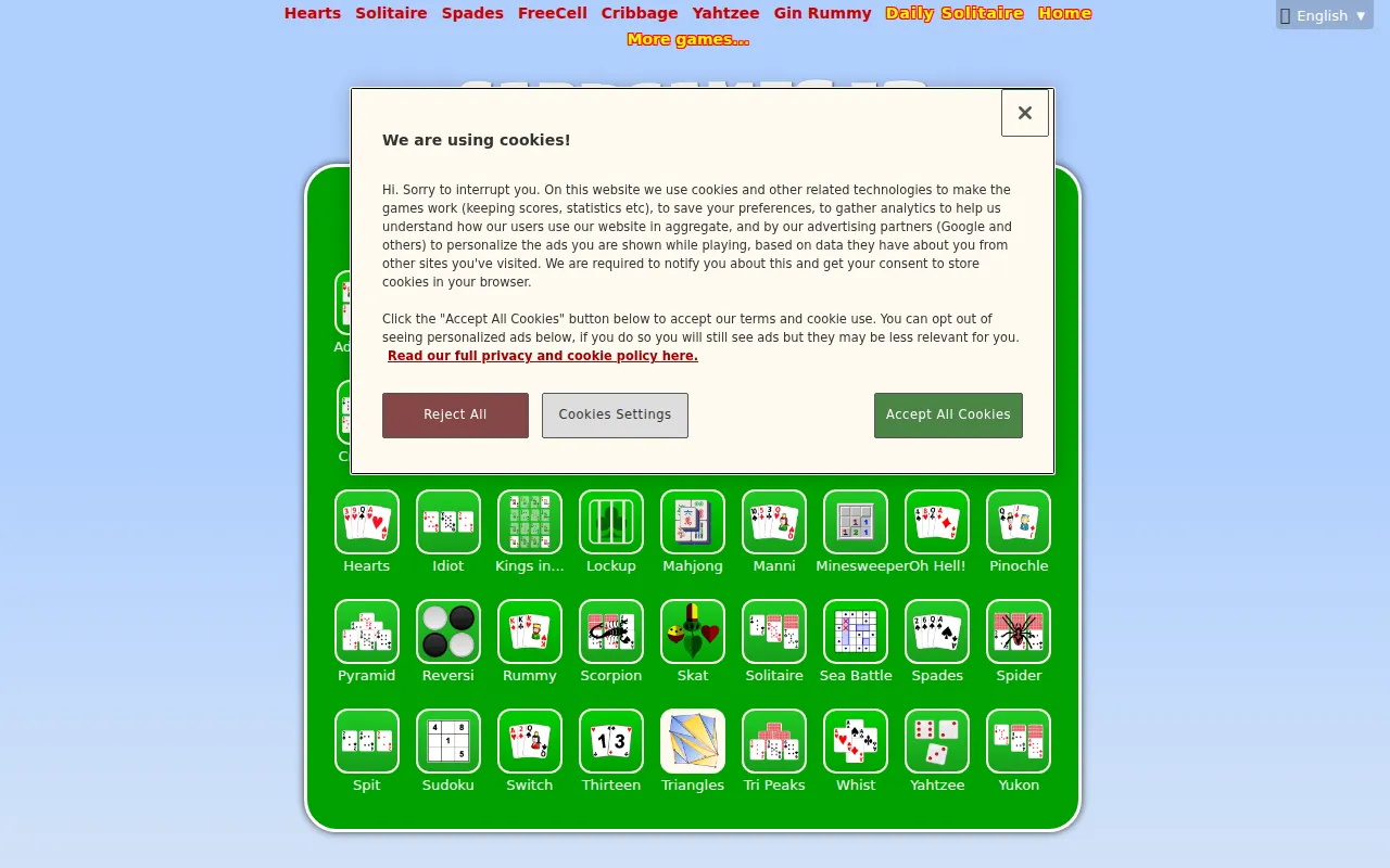 Screenshot of CardGames.io: Classic Play