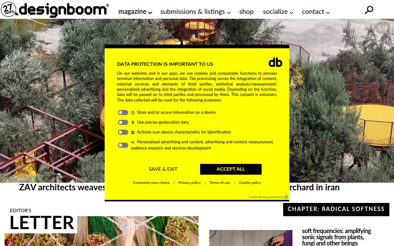 Screenshot of Designboom: Curating Global Culture