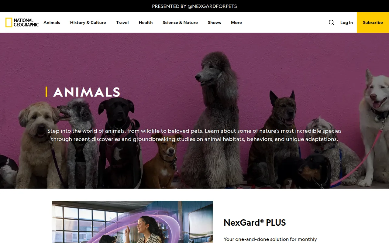 Screenshot of Nat Geo Animals