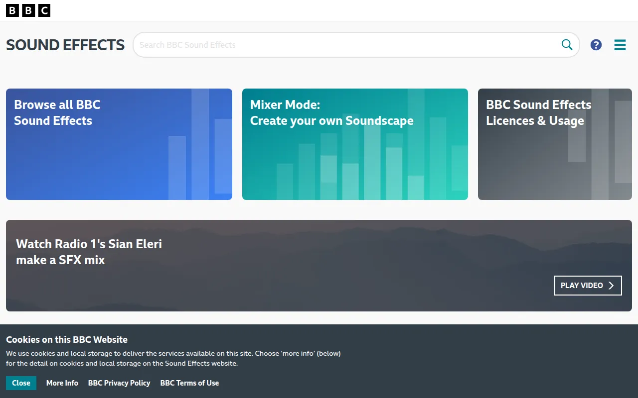 Screenshot of BBC Sound Effects Archive